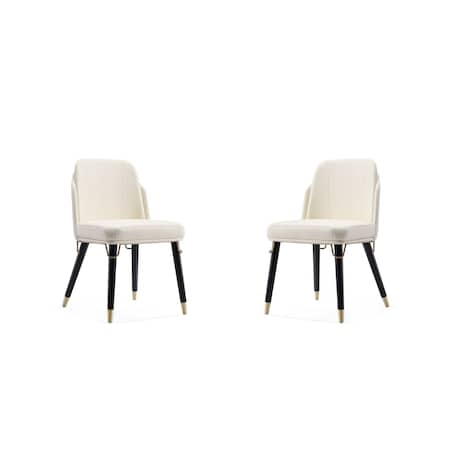 Manhattan Comfort Estelle Dining Chair in Cream and Black, PK2 2-DC042-CR